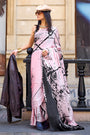 Light Lavender Satin Crepe Saree
