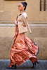 Peach Satin Crepe Saree