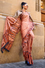 Peach Satin Crepe Saree