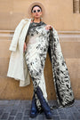 White & Black Satin Crepe Saree