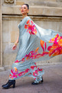 Light Grey Satin Crepe Saree
