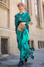 Pine Green Satin Crepe Saree