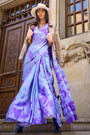 Purple Satin Crepe Saree