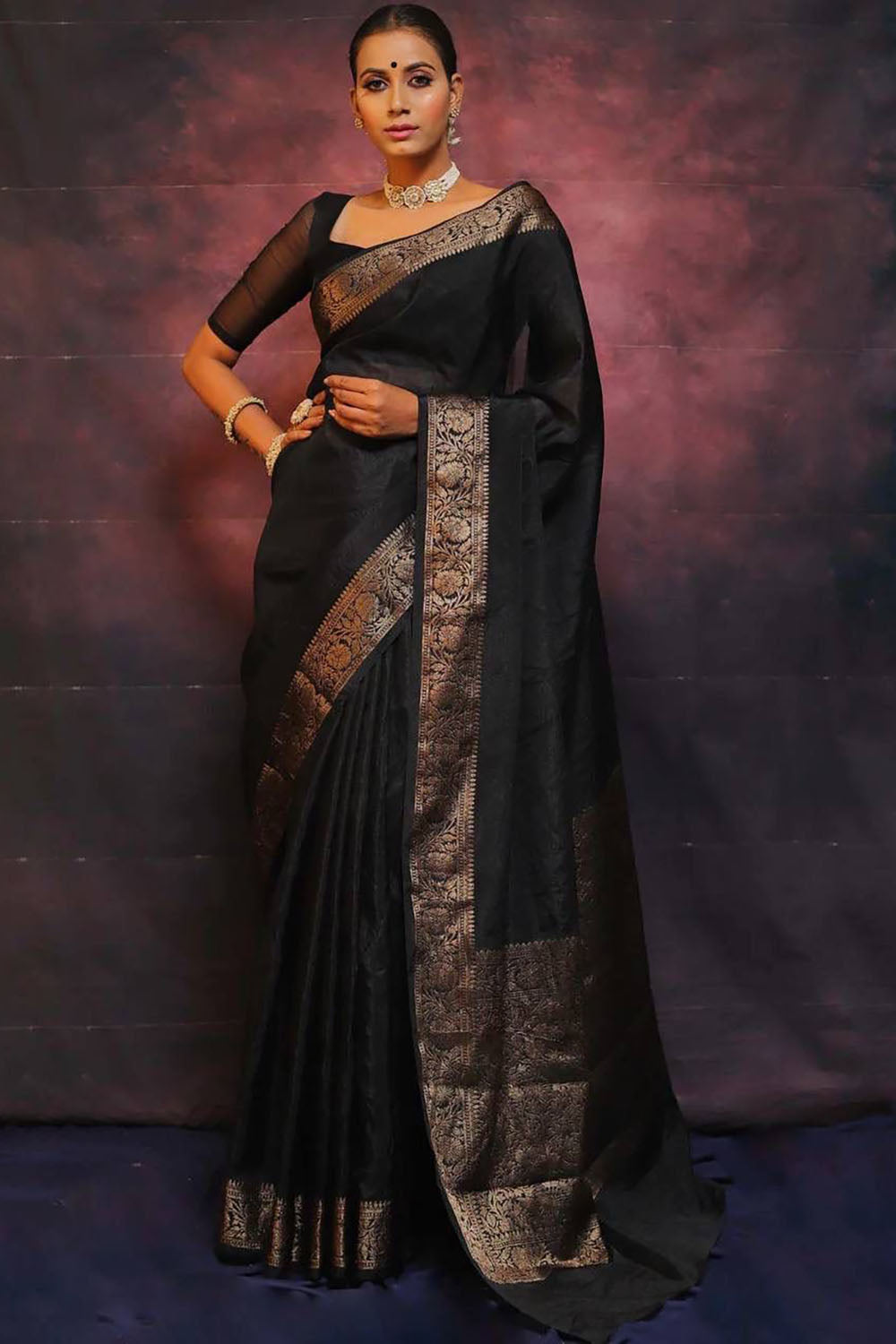 Black Banarasi Silk Wedding Saree