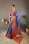 Blue Colour Silk Saree With Zari Weaving Border