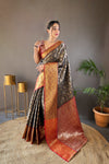 Beautiful Black Colour Zari Weaving Silk Saree