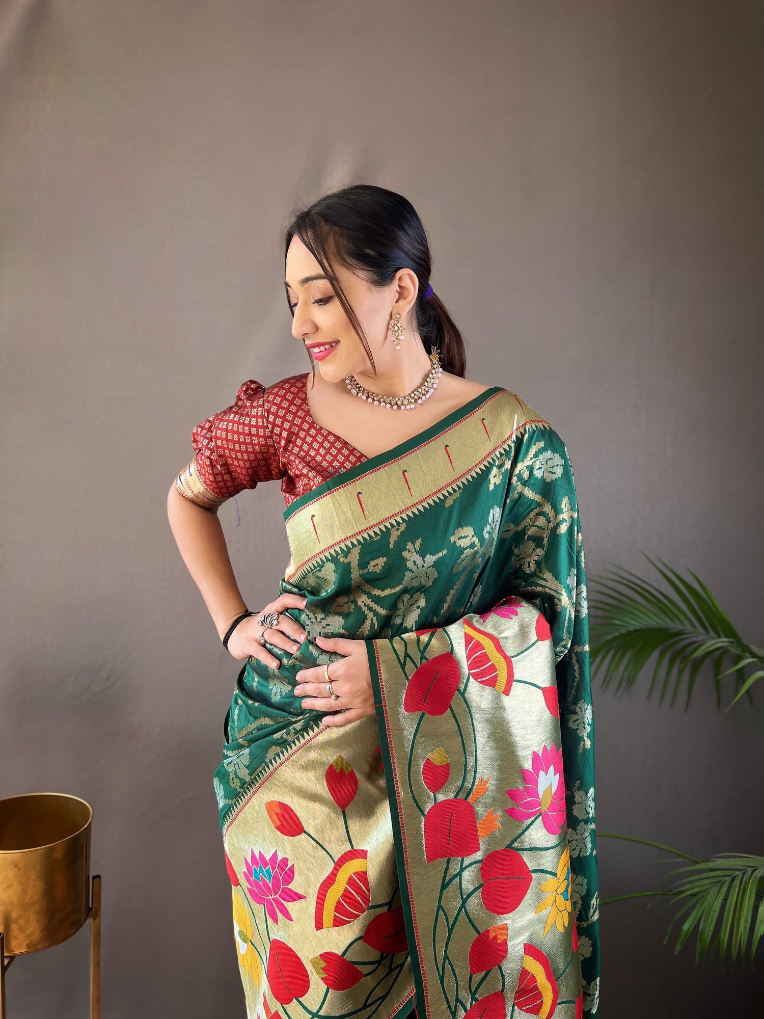 Green Colour Paithani Silk Saree