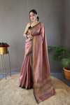 Dusty Pink Soft Silk Zari Weaving Saree