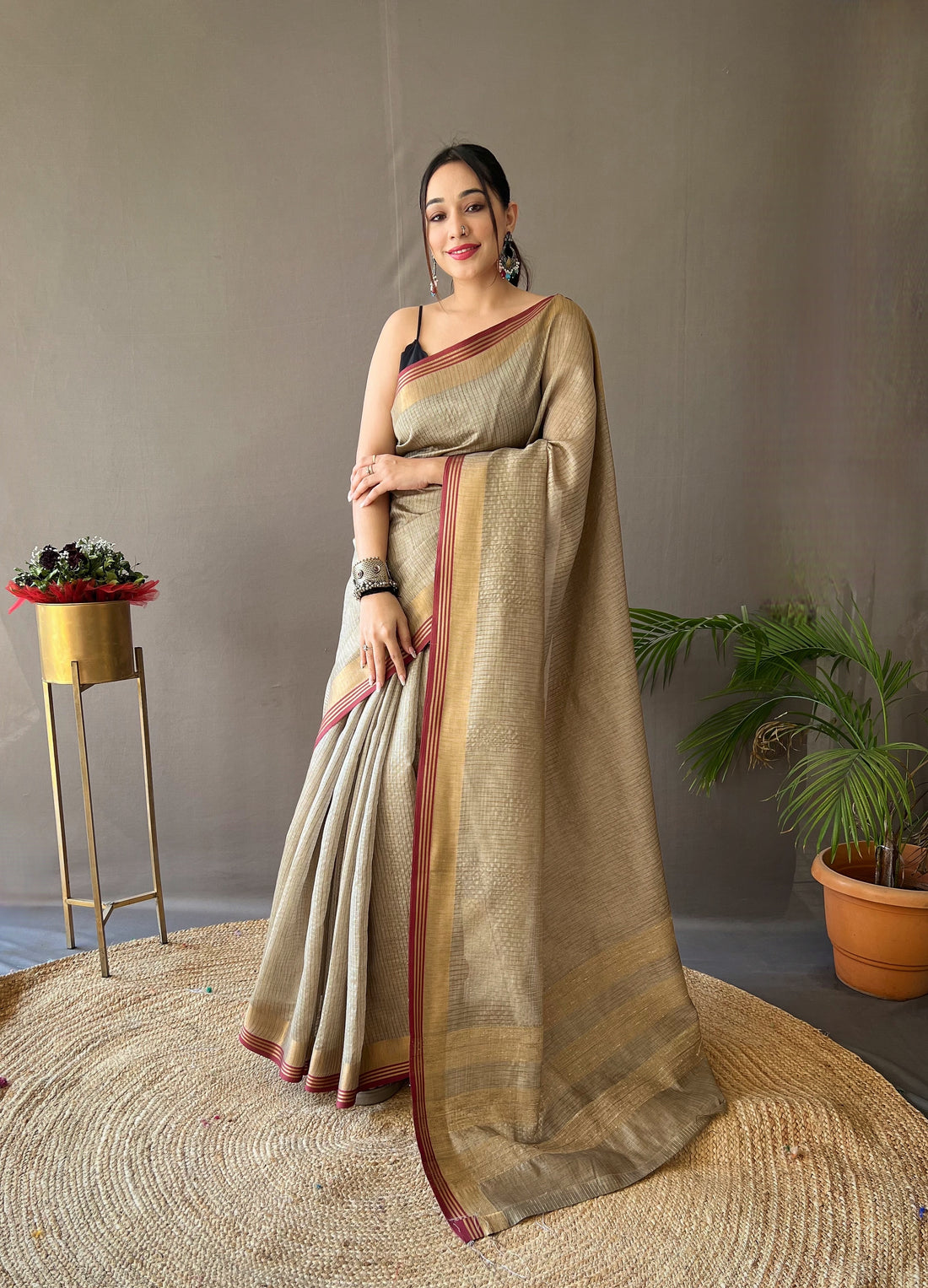 Gray Colour Soft Silk Saree With Contrast Blouse