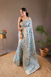 Sky Blue Colour Soft Silk Saree With Digital Print