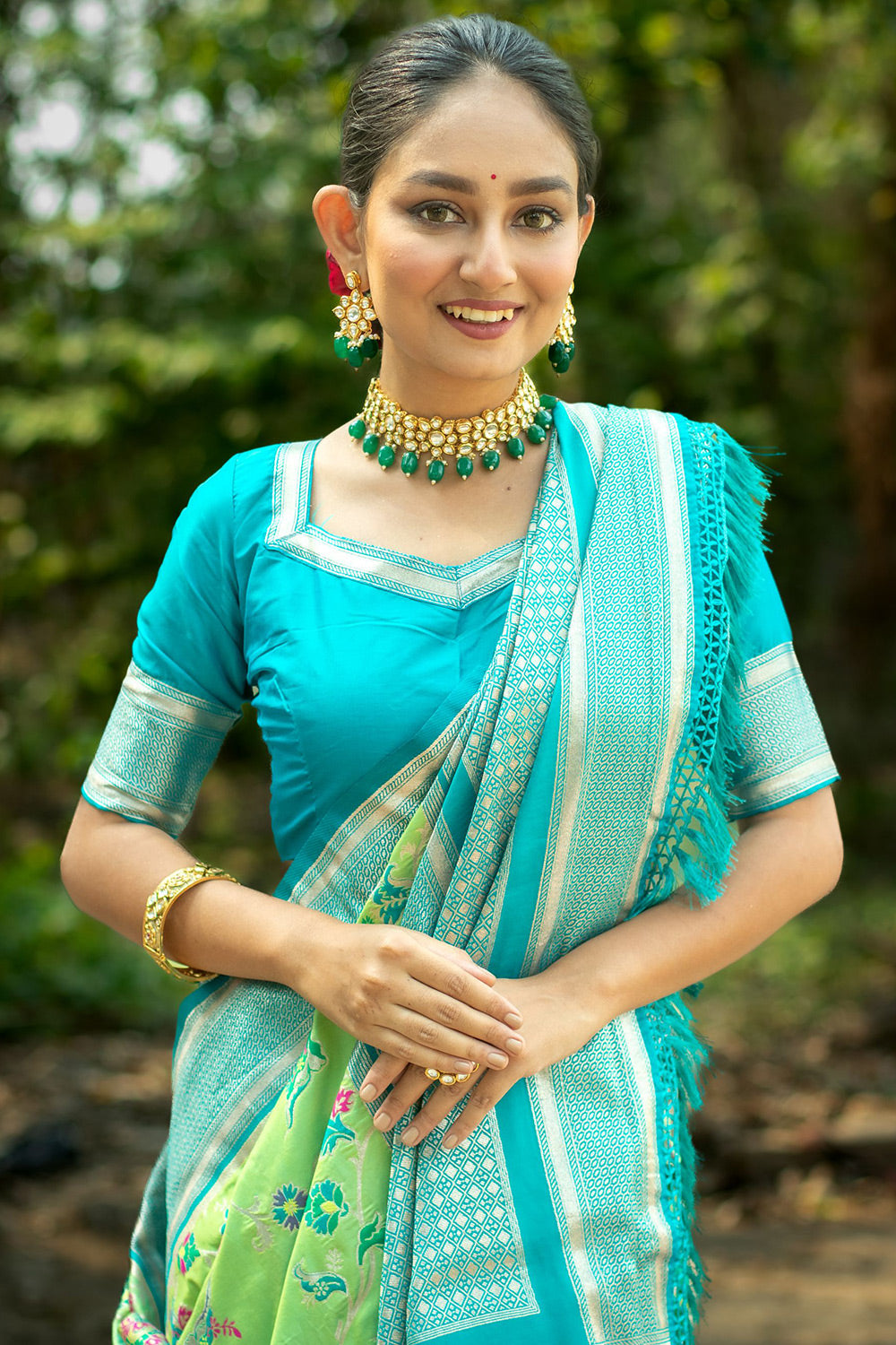 Green Soft Banarasi Silk Saree With Zari Weaving Work