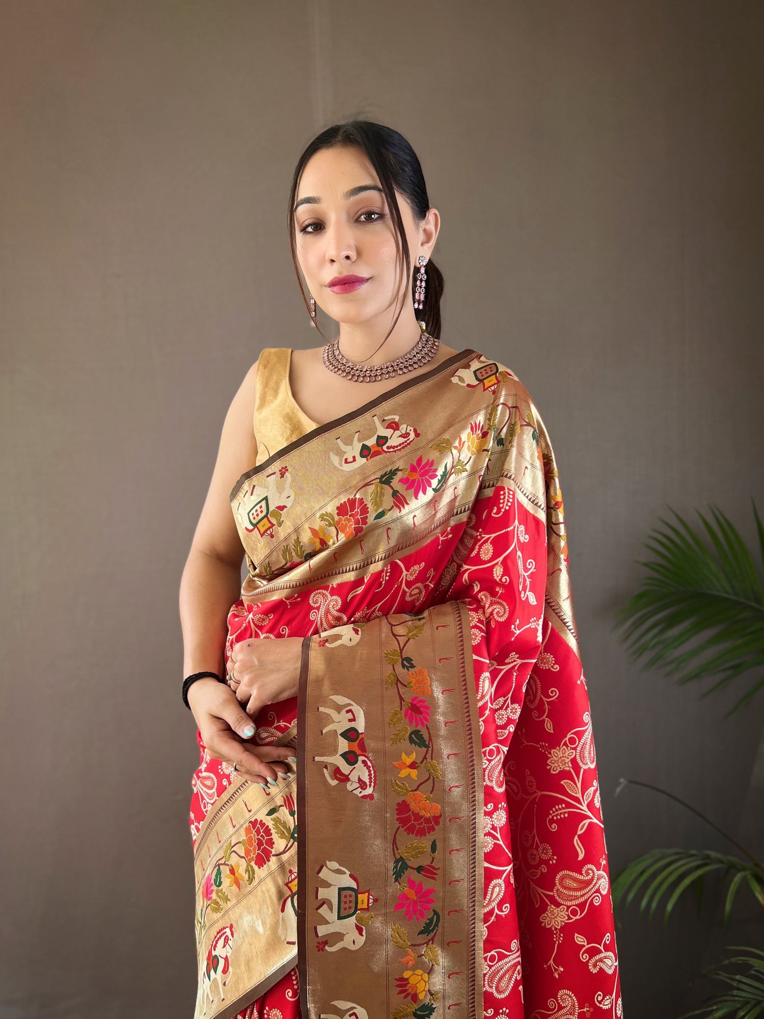 Red Colour Paithani Soft Silk Saree