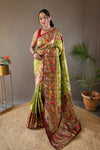 Mehendi Colour Soft Silk Saree With Rich Meenakari Pallu