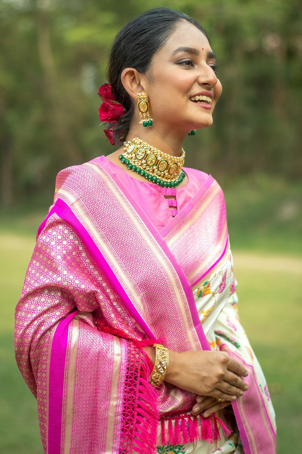 Pista Green Soft Banarasi Silk Saree With Zari Weaving Work