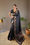Black Colour Woven Soft Silk Saree