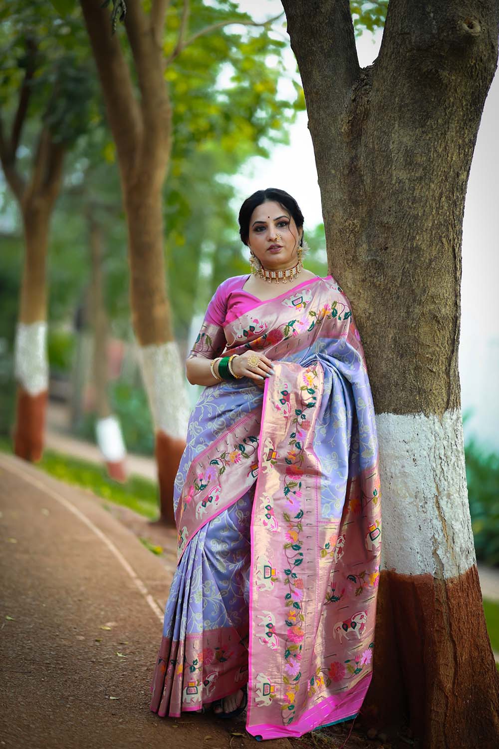 Purple Colour Paithani Soft Silk Saree