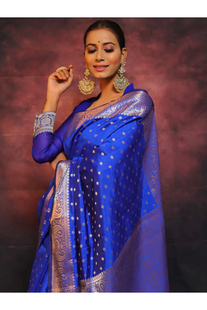 Rich Blue Kanjivaram Silk Saree with Blouse