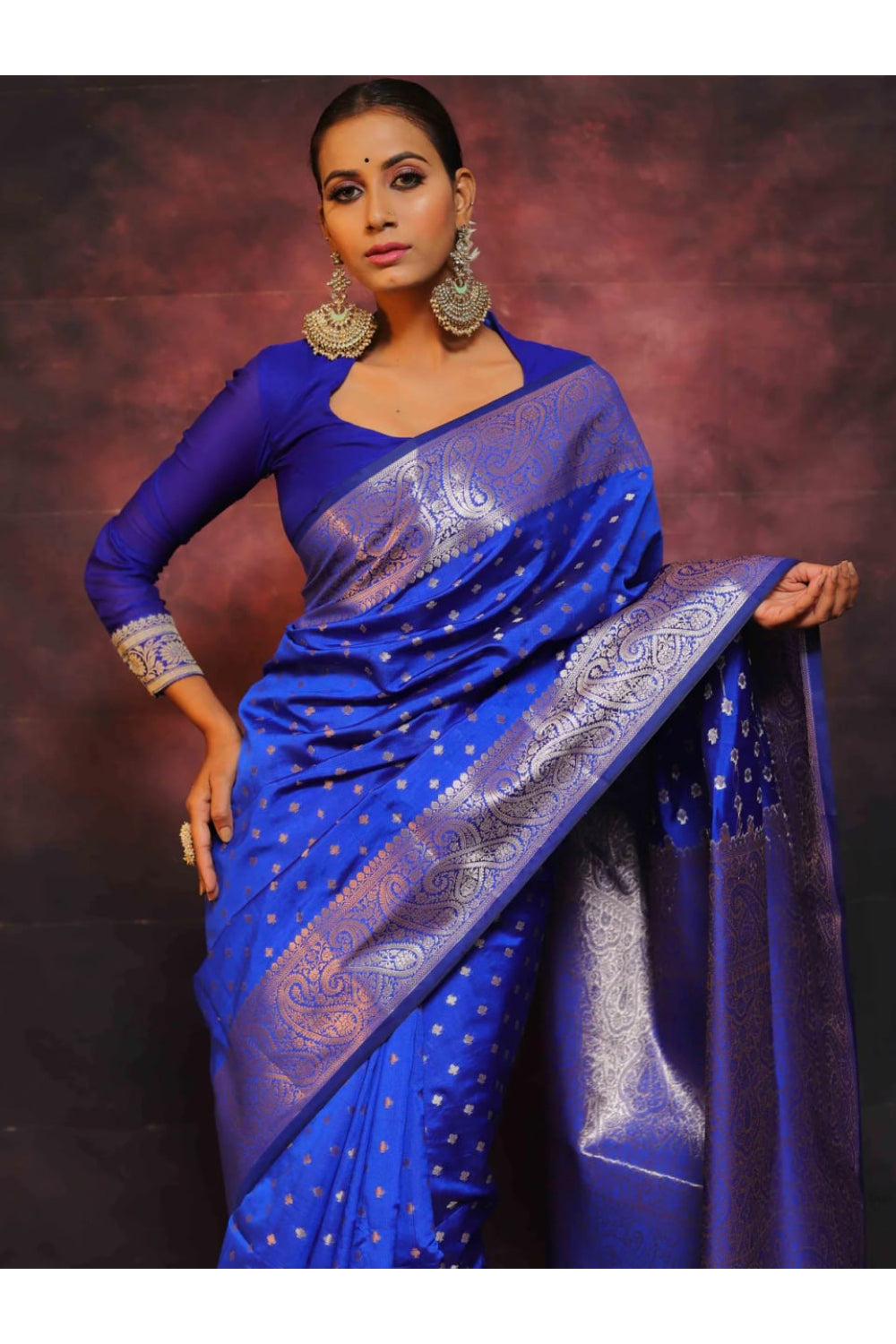 Rich Blue Kanjivaram Silk Saree with Blouse