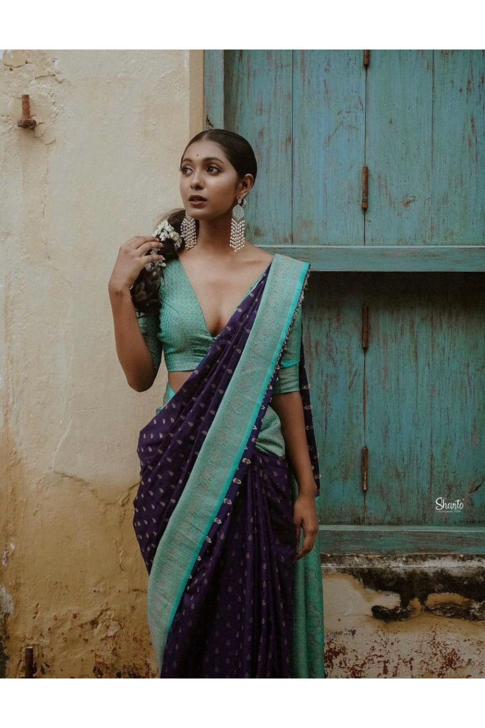Blue Kanjivaram Silk Saree with Blouse