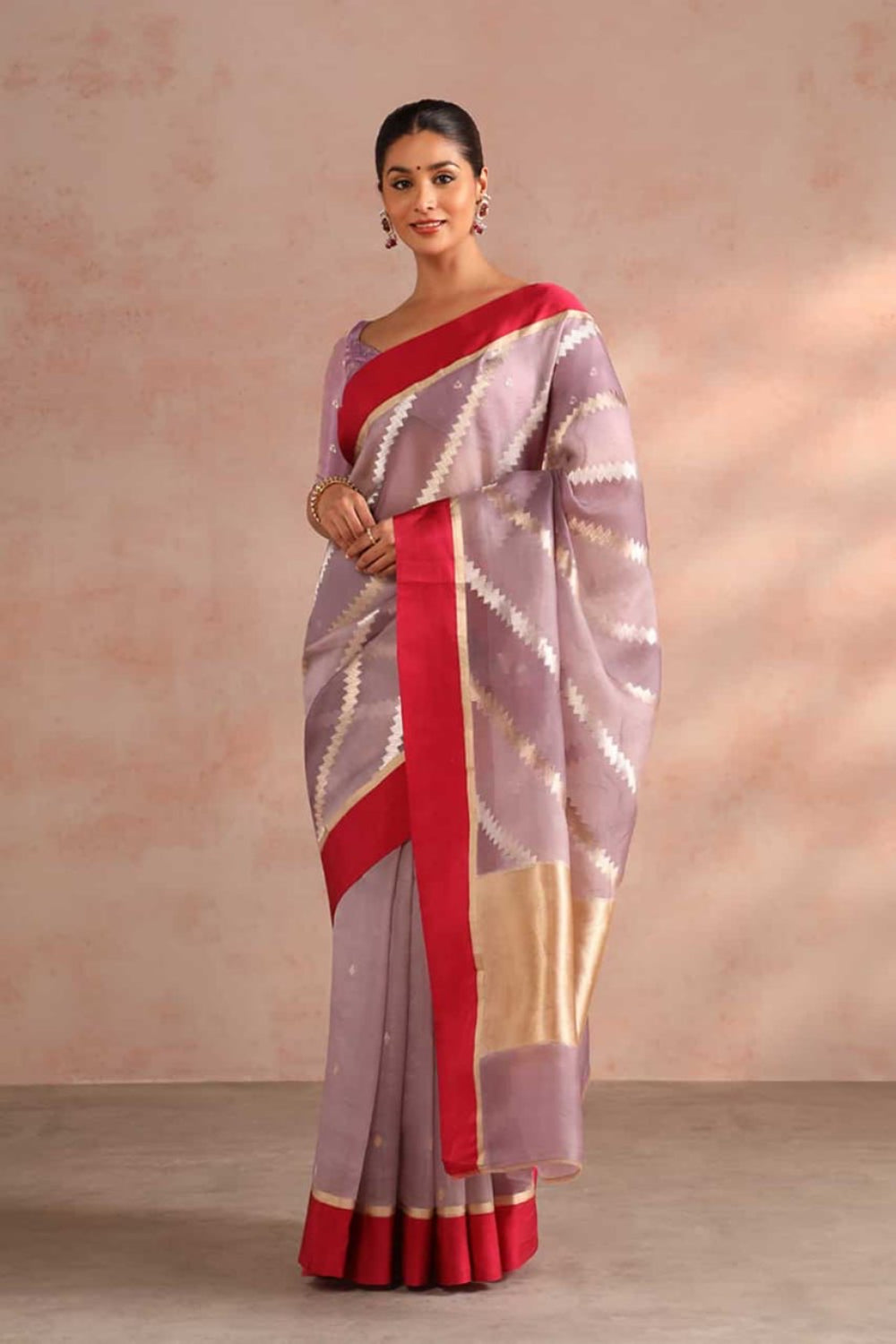 Lavender Kanjivaram Silk Saree with Blouse