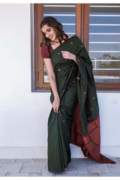 Green Kanjivaram Silk Saree with Blouse