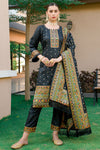 Black Silk Pashmina Work Salwar Suit ( Unstitched )