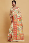 Cream Pashmina Modal Silk Weaving Saree