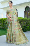 Pista Green Leheriya Design Silk Saree With Weaving Work