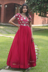 Rani Pink Faux Blooming Georgette Gown With Embroidered work