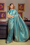 Sky Blue Colour Satin Silk Zari Weaving Saree