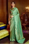 Pista Green Colour Satin Silk Zari Weaving Saree