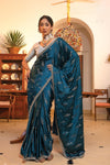 Marvelous Blue Colour Viscose Satin Classic Saree