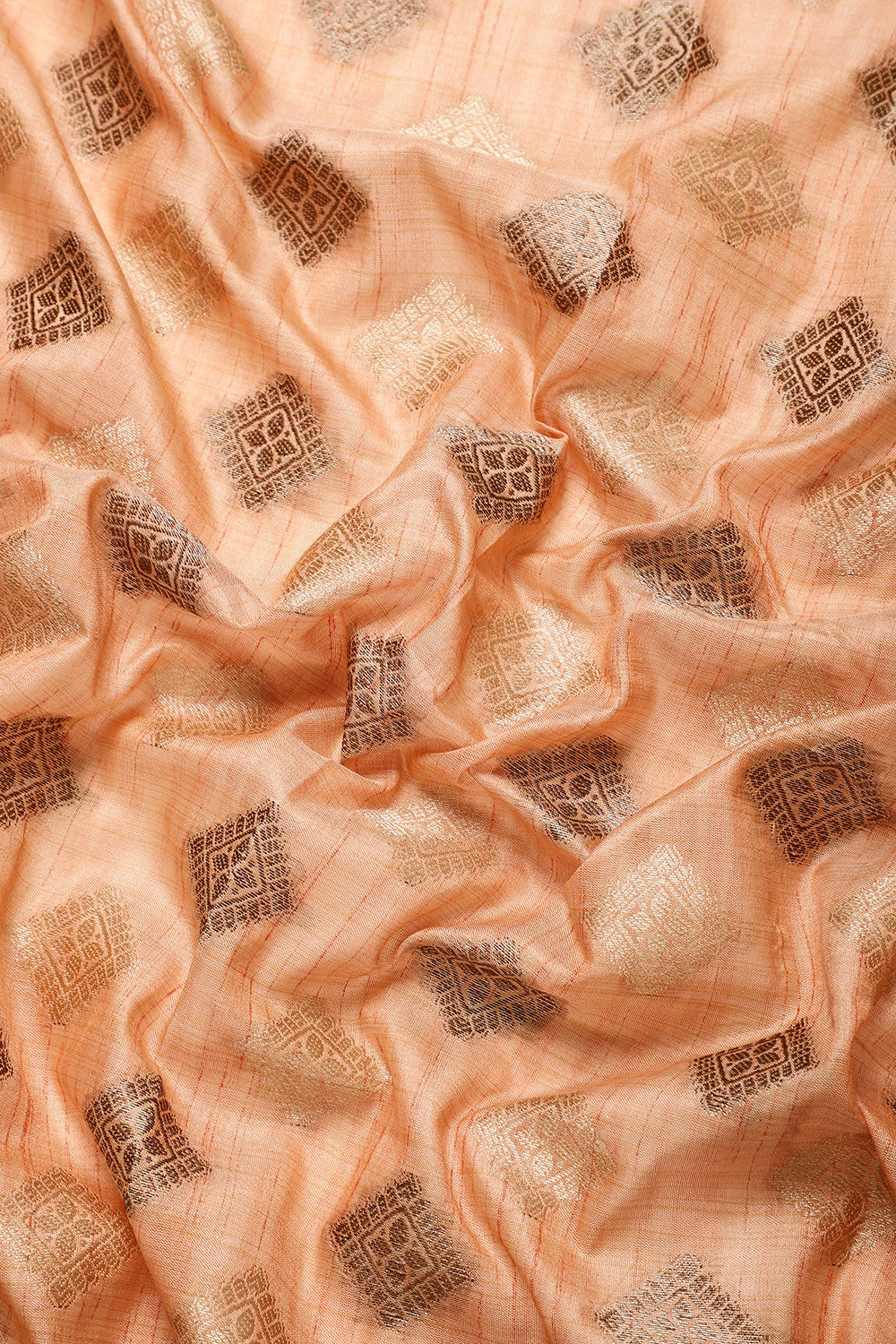 Light Orange Chanderi Cotton Saree With Weaving Work