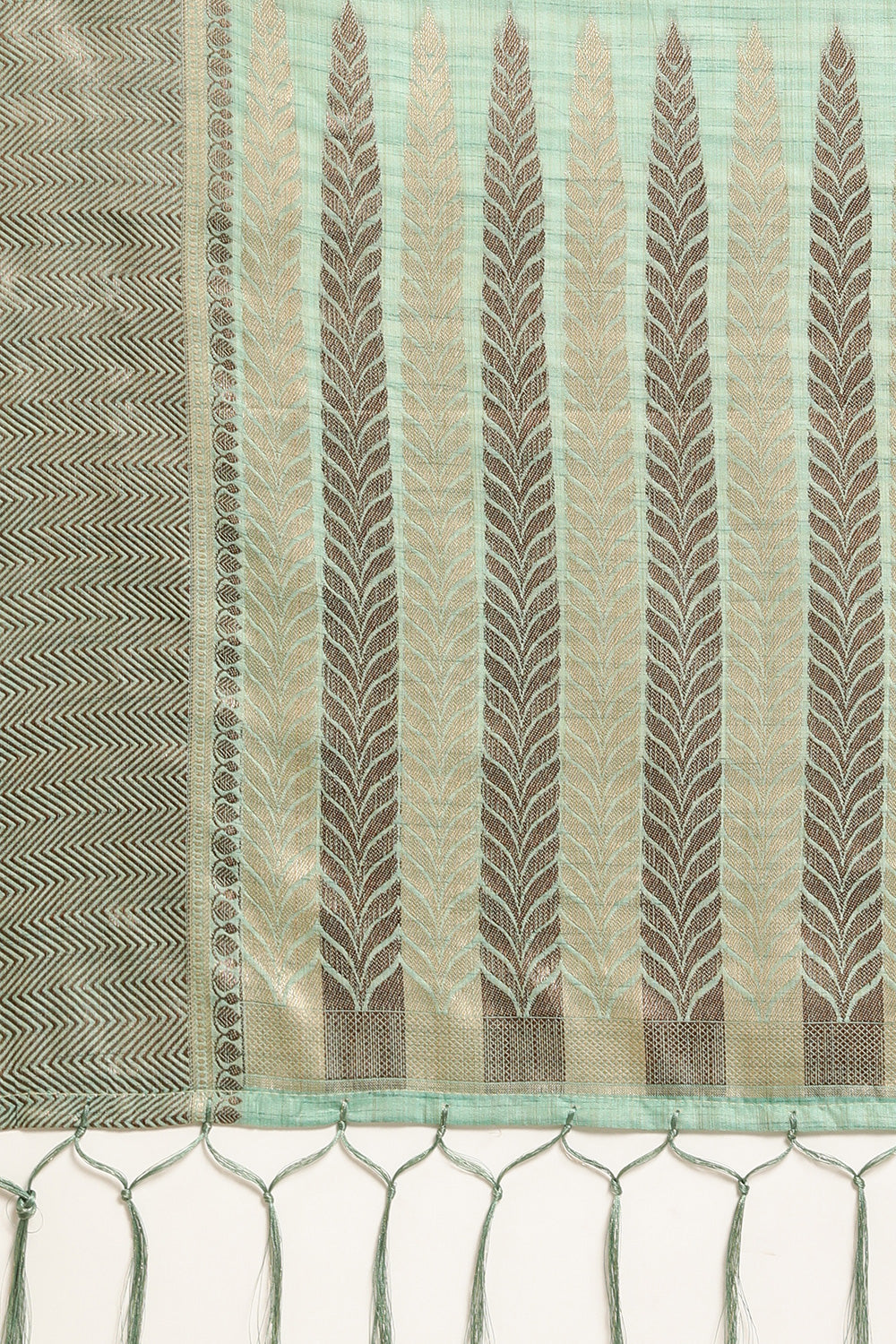 Sea Green Chanderi Cotton Saree With Weaving Work