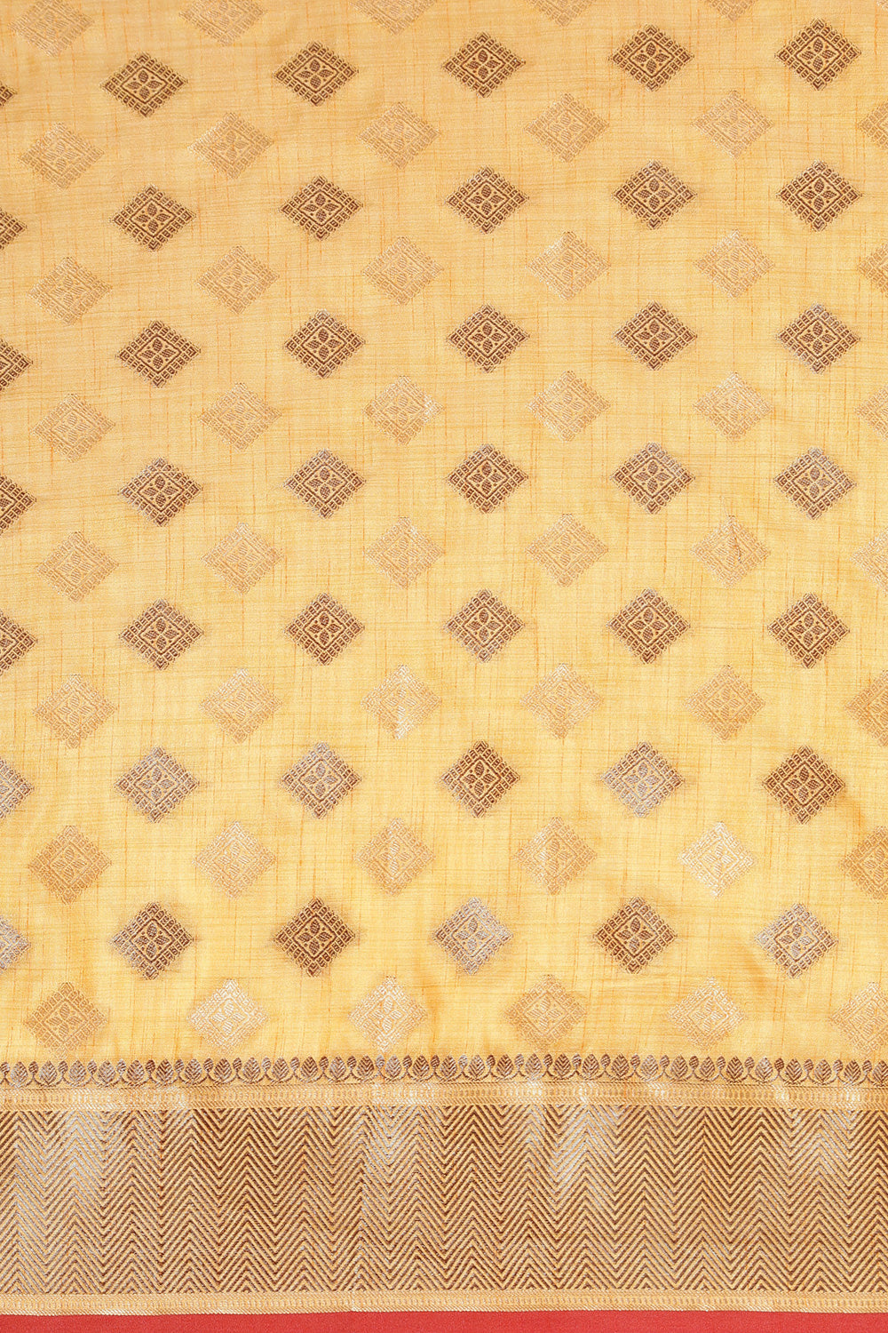 Yellow Chanderi Cotton With Weaving Saree