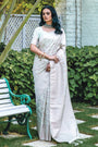 Off White Soft Silk Saree With Weaving