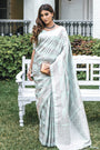 Silver Grey Soft Silk Saree With Weaving