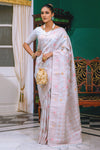 Silver Grey Soft Silk Saree With Weaving