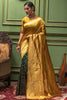 Mustard Yellow & Green Banarasi Silk Saree With Zari Weaving Work