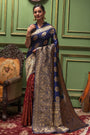 Navy Blue & Maroon Banarasi Silk Saree With Zari Weaving Work