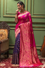 Pink & Purple Banarasi Silk Saree With Zari Weaving Work