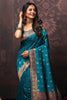 Azure Blue Banarasi Silk Saree With Zari Weaving Work