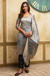 Grey Banarasi Silk With Zari Weaving Salwar Suit