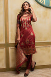 Maroon Banarasi Silk With Zari Weaving Salwar Suit