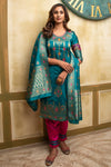 Rama Blue Banarasi Silk With Zari Weaving Salwar Suit