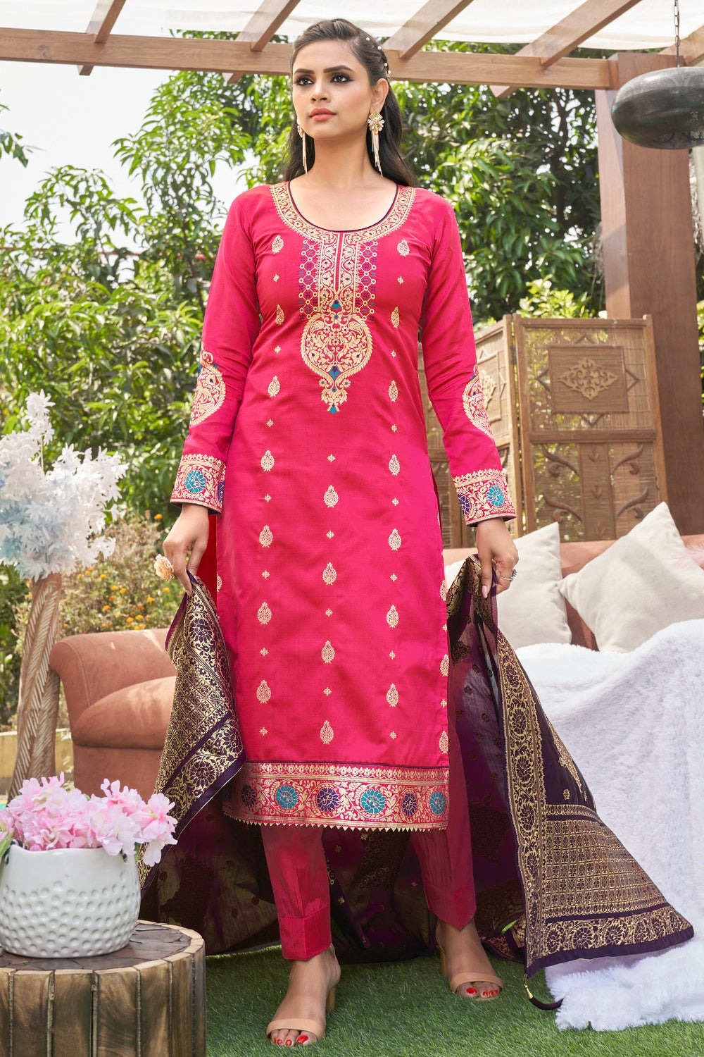 Beautiful Pink Color Heavy Designer Georgette Salwar Suit – Sulbha Fashions