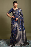 Royal Blue Banarasi Silk Saree With Zari Weaving Work