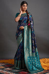 Royal Blue Banarasi Silk Saree With Zari Weaving Work