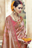 Peach Kanjivaram Silk Saree With Embroidery Border
