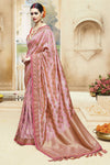 Peach Kanjivaram Silk Saree With Embroidery Border
